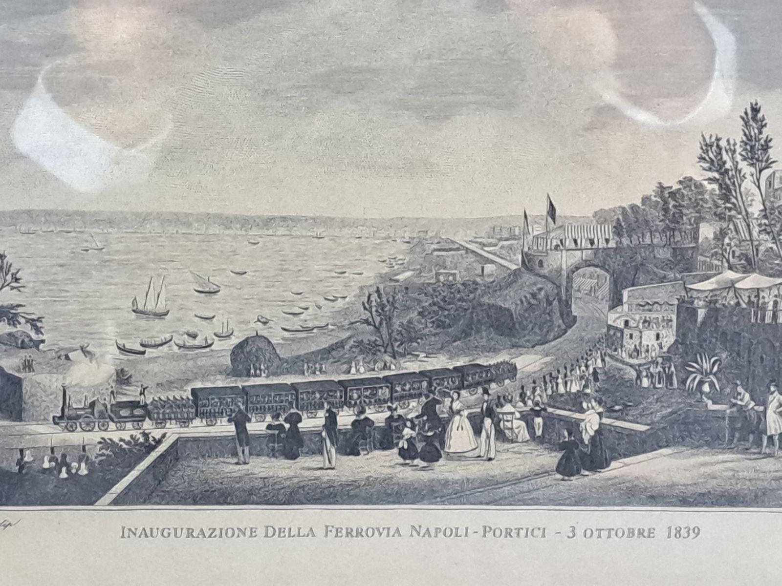 Railway Inauguration Neaples Portici Etching Print From Original 1839 Gouache photo 50.0