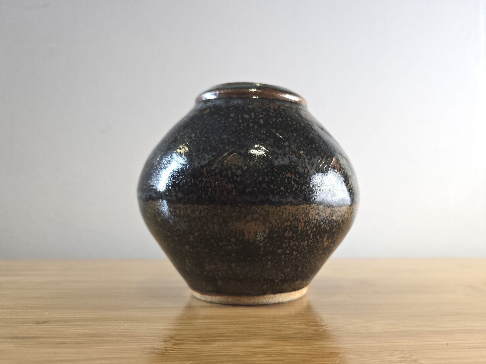 John Leach Muchelney Studio Pottery Exhibition Vase   Tenmoku Glaze   2010 photo for sale