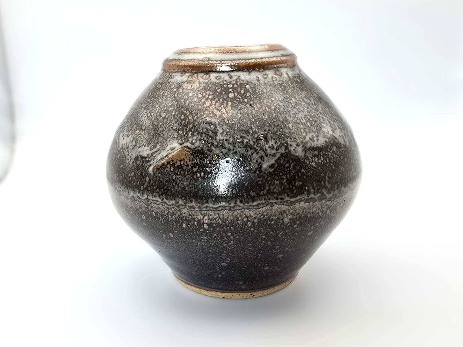 photo vintage John Leach Muchelney Studio Pottery Exhibition Vase   Tenmoku Glaze   2010