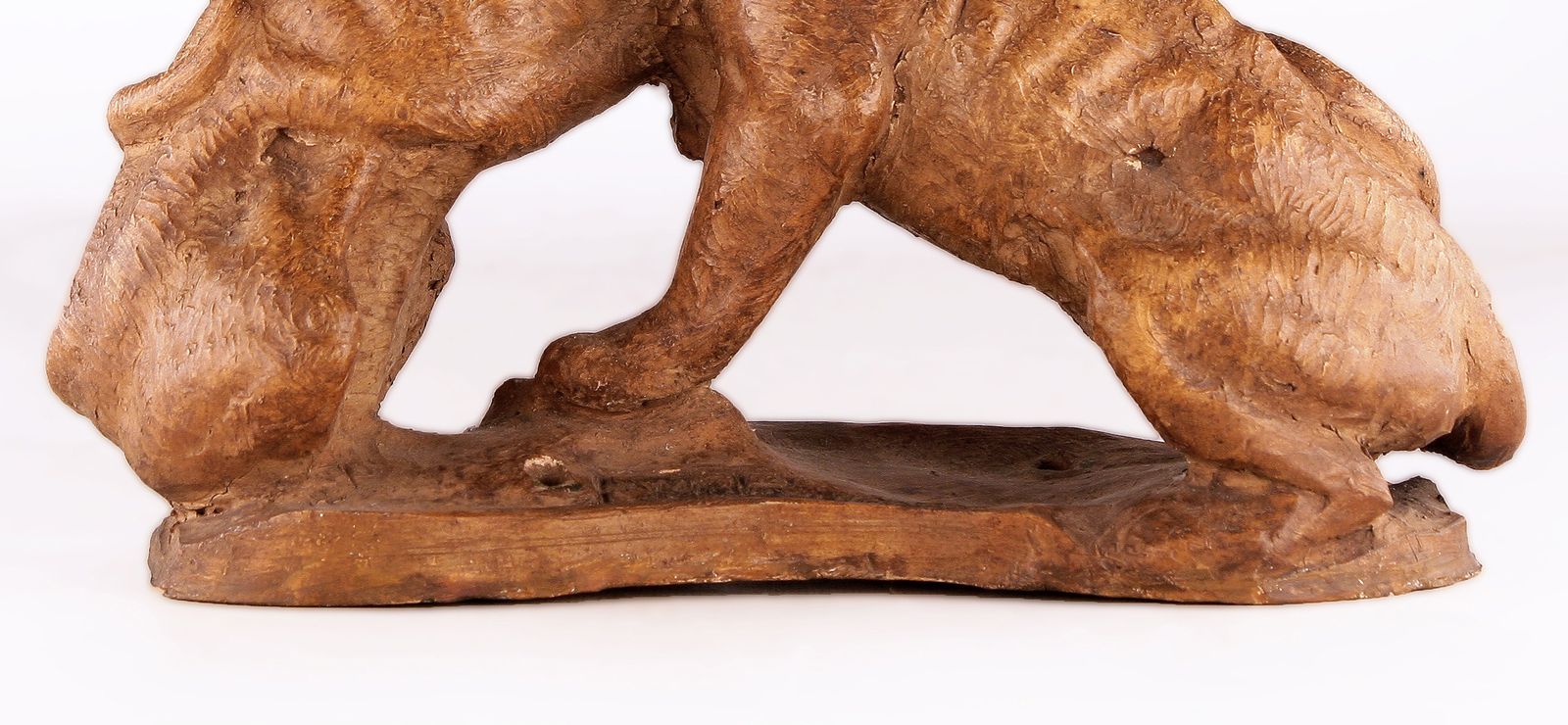 Early 20th Century French Art Déco Terracota Sculpture Of A Couple Of Felines/Panthers Fighting photo vintage