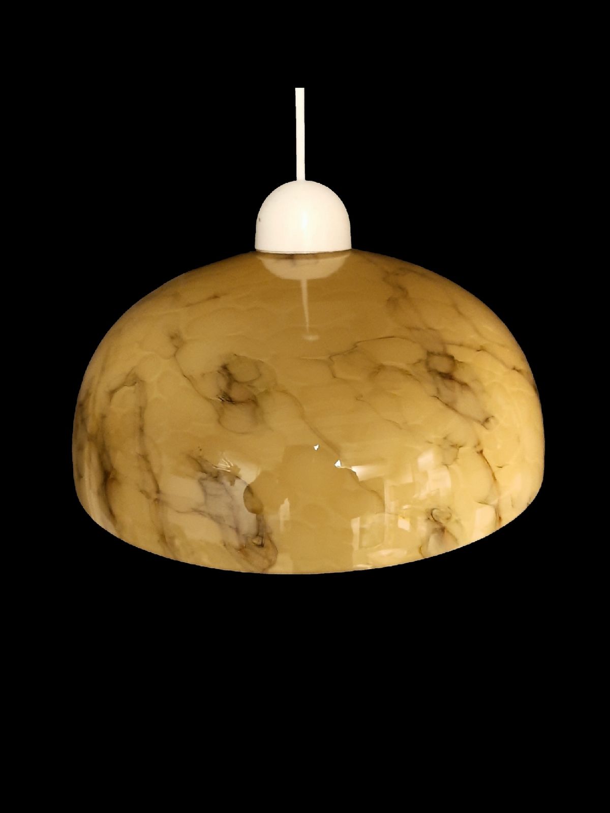 Art Deco Pendant Light Beige Marble Like Glass With Inner White Opaline Glass Layer Rare, Unique France 1930s photo 280.0