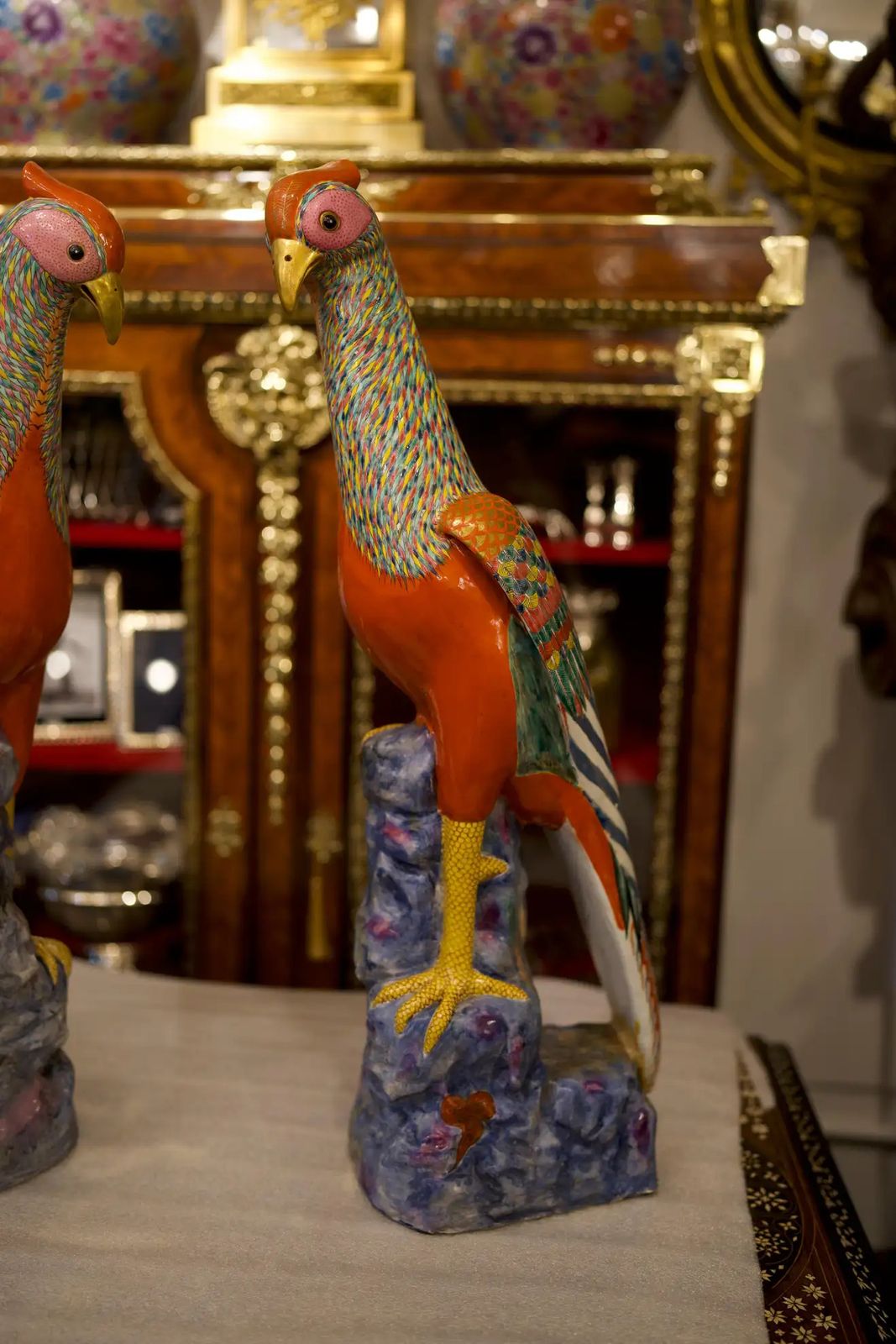 Large Pair Of Famille Rose Pheasants By Samson photo buy