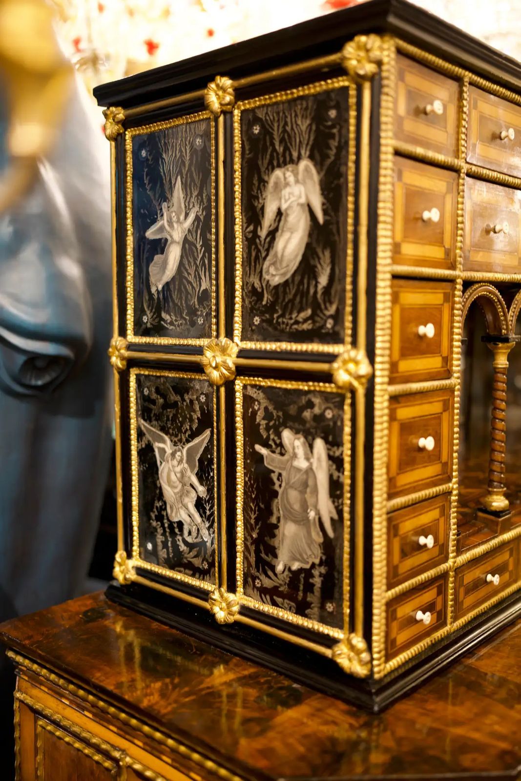 18th Century Parquetry Flemish Cabinet And Base photo Furniture