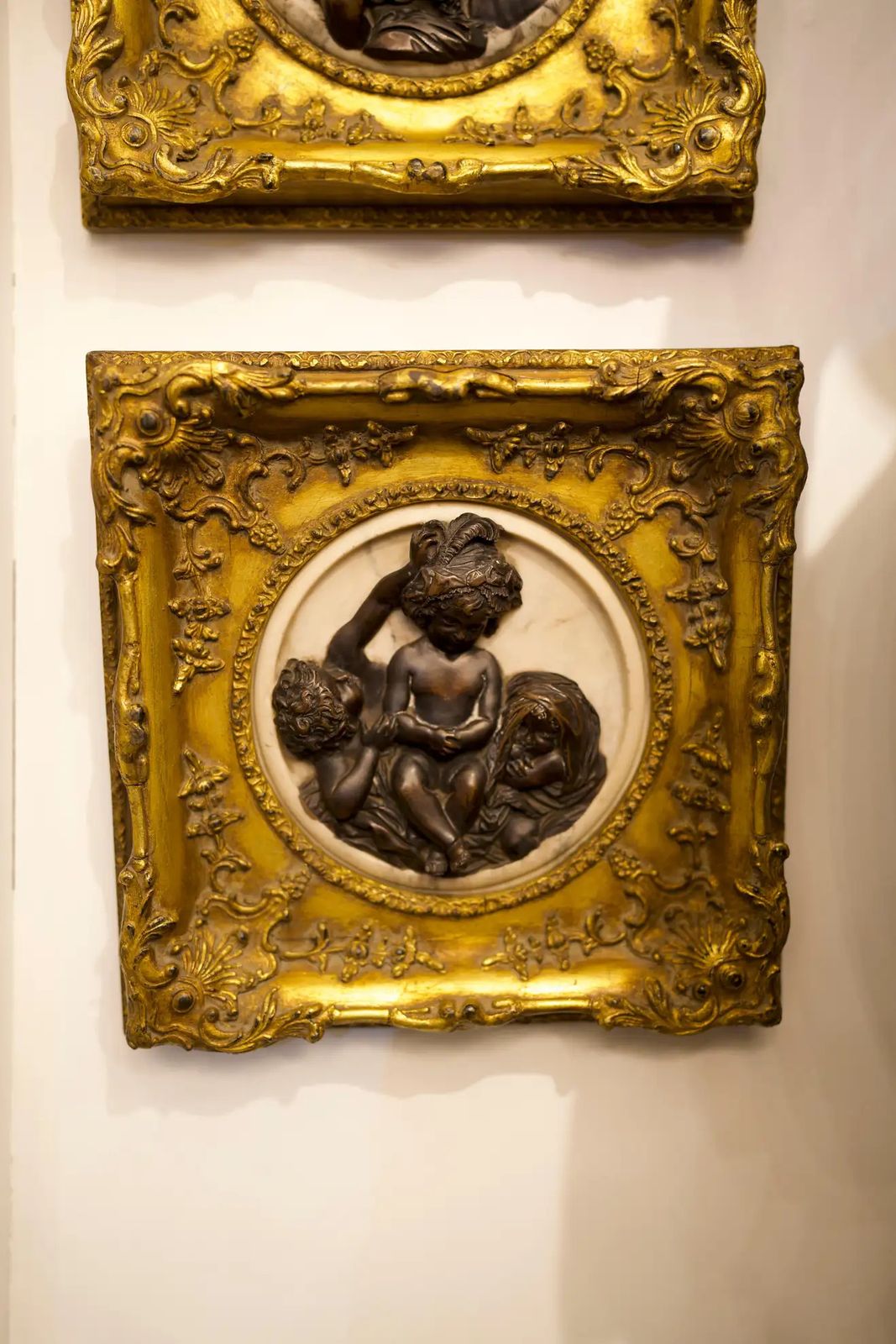 French Marble, Bronze And Giltwood Cameo Wall Art, Early 20th Century photo 4500.0