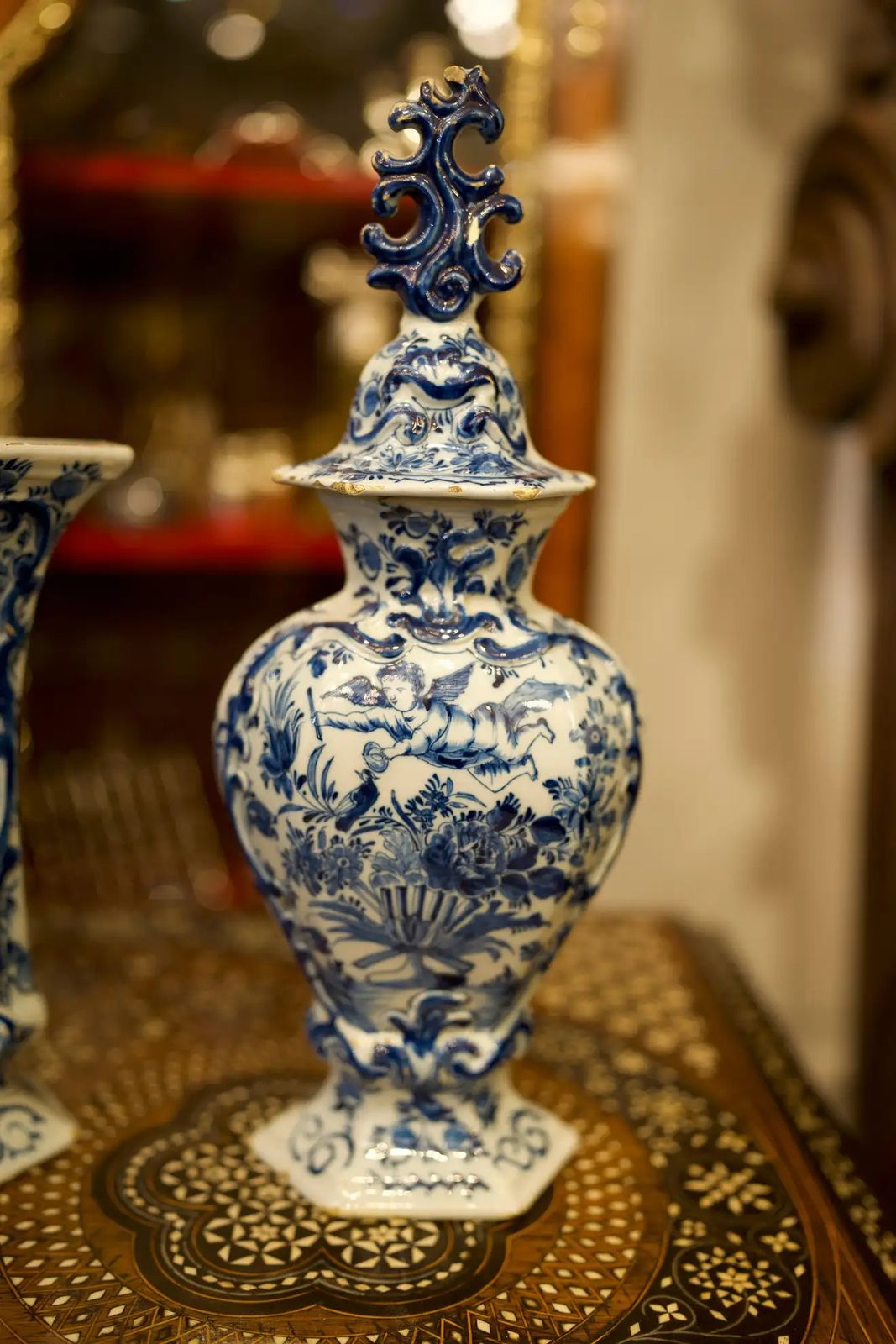 A Garniture Of Mid 18th Century Dutch Delft Blue And White Vases photo 4500.0