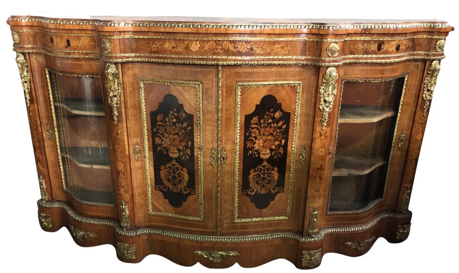 19th Century Walnut And Floral Marquetry Credenza photo furniture