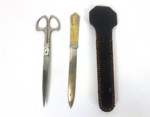 Art Nouveau Letter Opener And Scissor Desk Set From Lerche Solingen, 1910s, Set Of 3 photo vintage