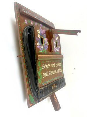 Large Antique German Hand Painted Blacksmith Forge Bellows, 1901 photo furniture