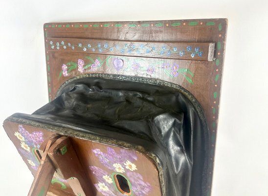 Large Antique German Hand Painted Blacksmith Forge Bellows, 1901 photo vintage