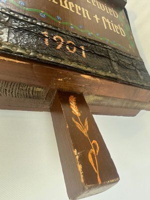 photo vintage Large Antique German Hand Painted Blacksmith Forge Bellows, 1901