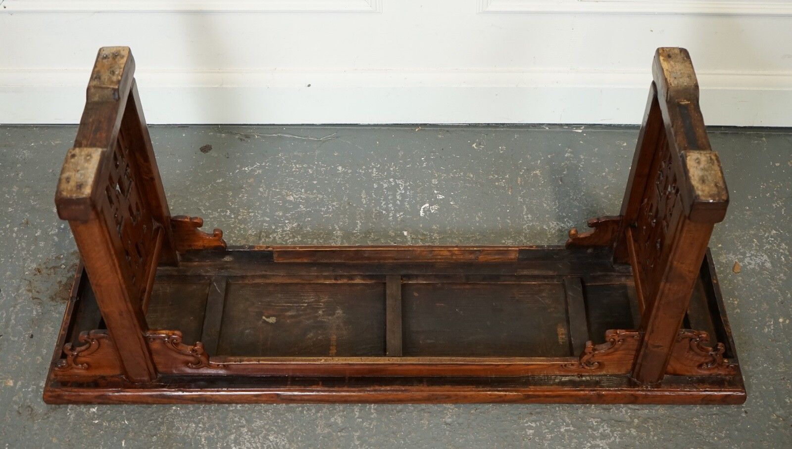 photo vintage Late 19th Century Chinese Altar Table Bench Elm Wood J1