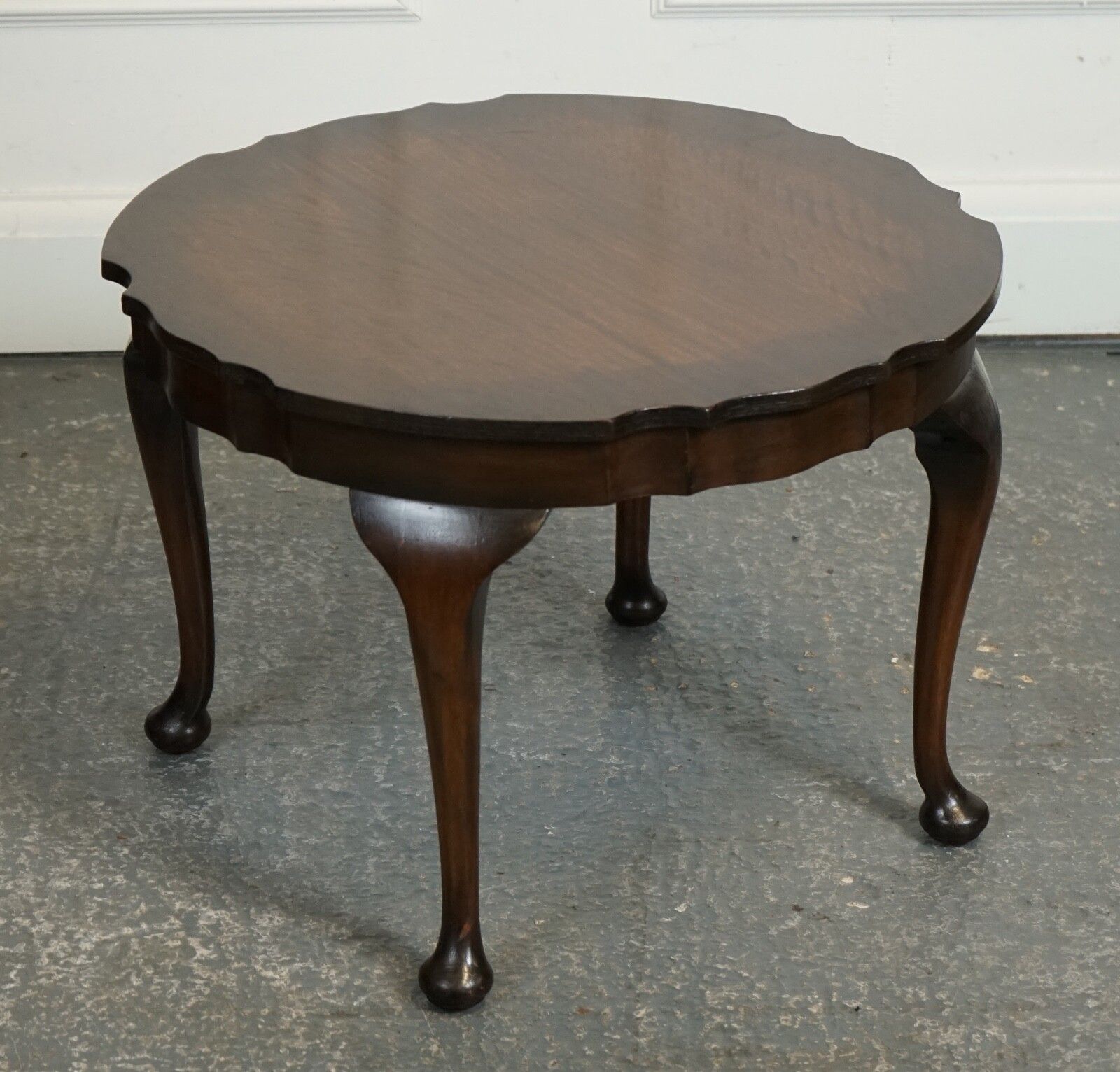 Lovely Small Pie Crust Shaped Edges Hardwood Side Table J1 photo furniture