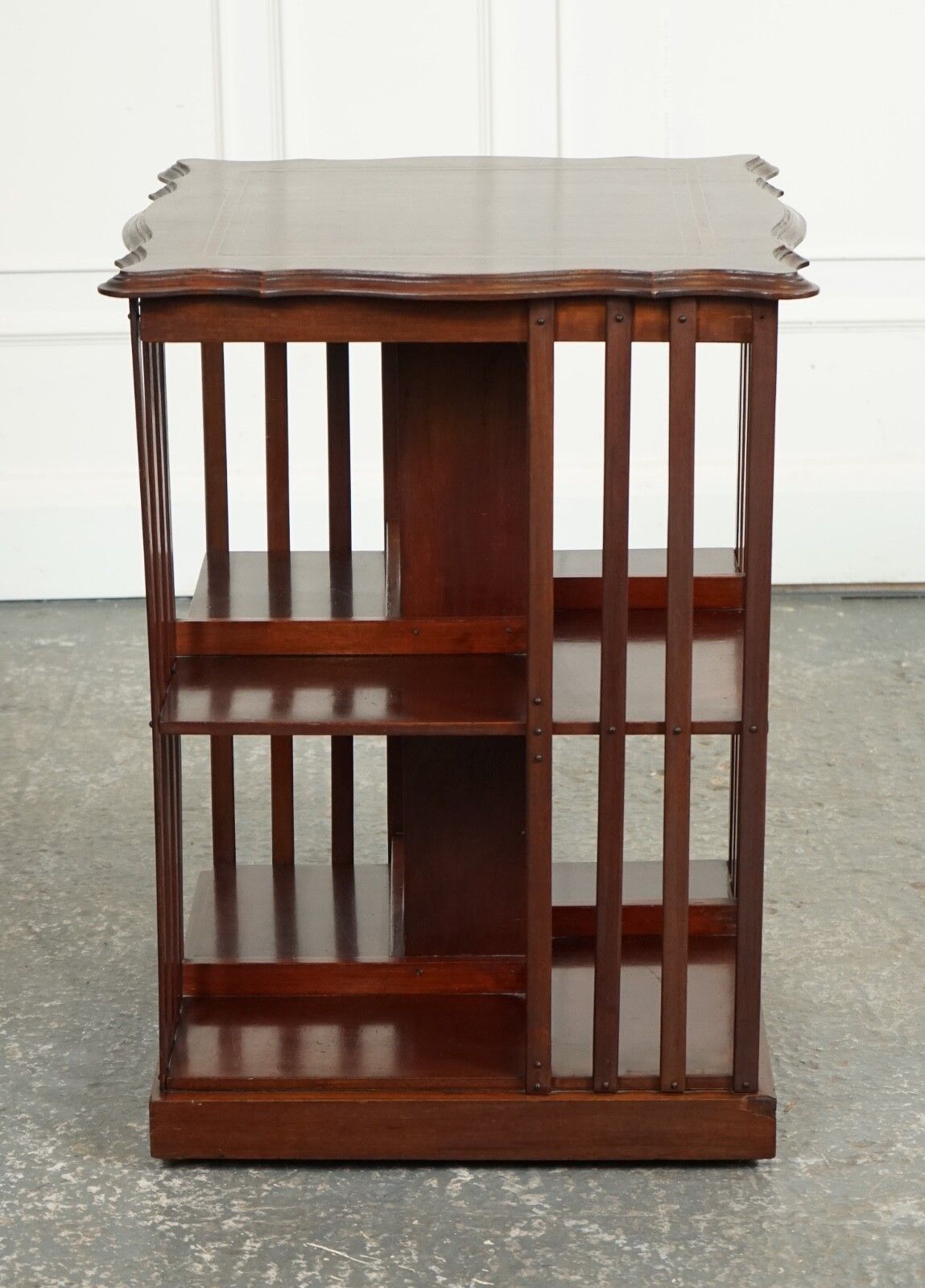 Antique Edwardian Revolving Bookcase With A Serpentine Shaped Top photo Furniture