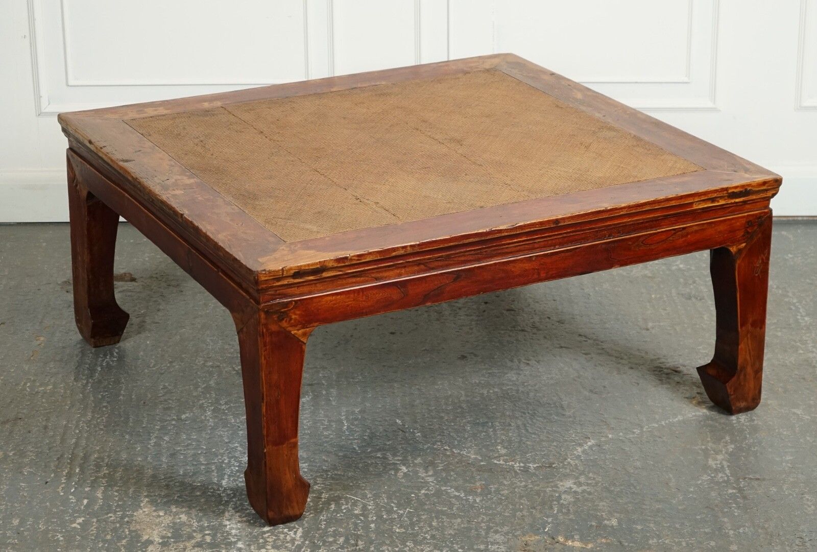 Large Antique Chinese Opium Coffee Table With Cane Inset Top J1 photo furniture