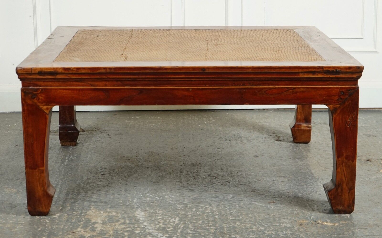 Large Antique Chinese Opium Coffee Table With Cane Inset Top J1 photo for sale