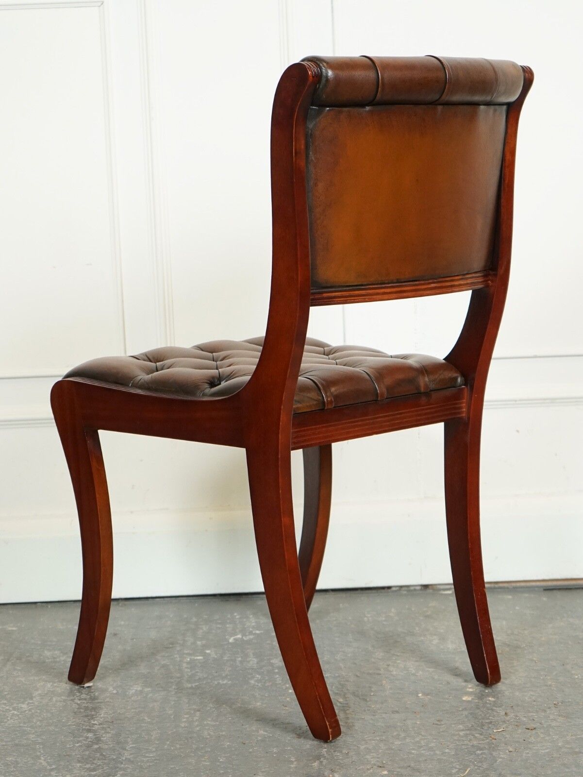 photo vinterior Set Of 6 Restored Chesterfield Leather Dining Chairs J1
