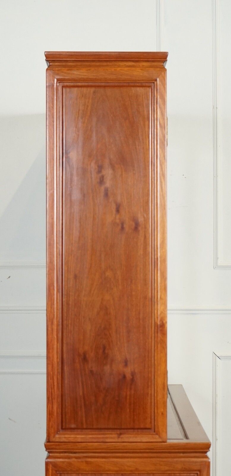 photo buy Large Vintage Oriental Chinese Carved Solid Hardwood Bookcase Display Cabinet