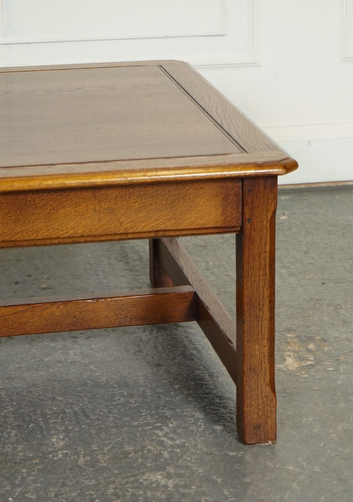 Stunning Large Oak Vintage Coffee Table With Nice Grain Oak Top And H Frame photo 1150.0