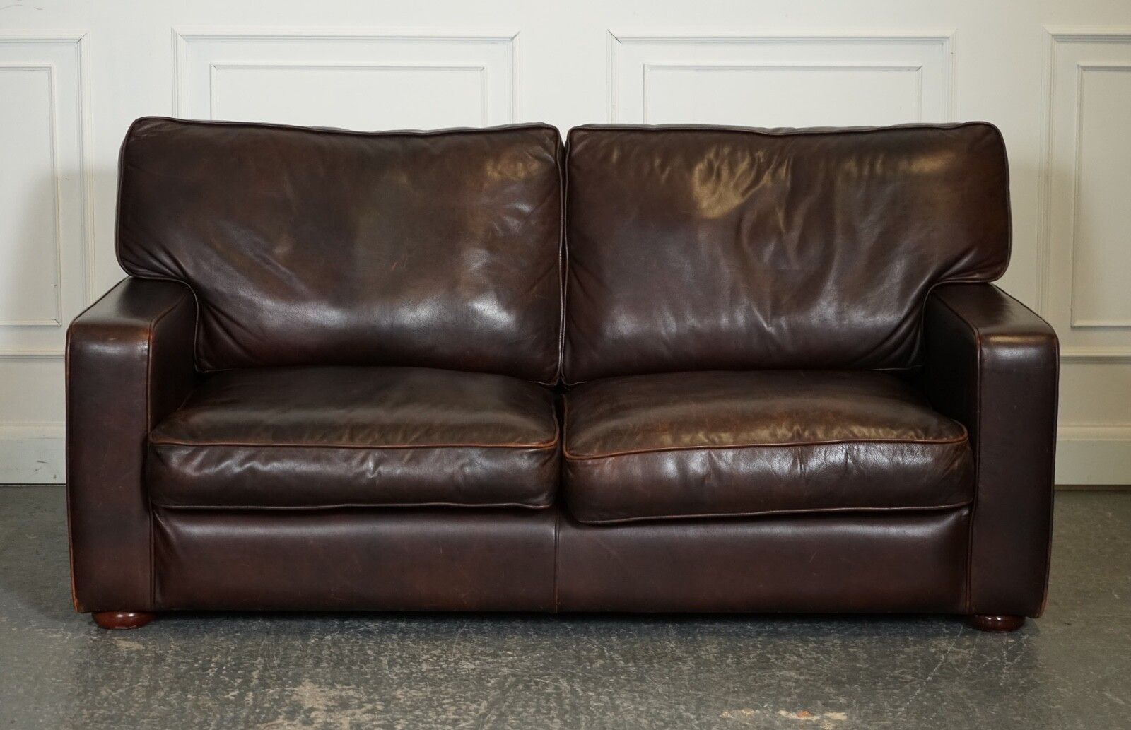 Vintage Distressed Brown Leather Two To Three Seater Sofa photo Furniture