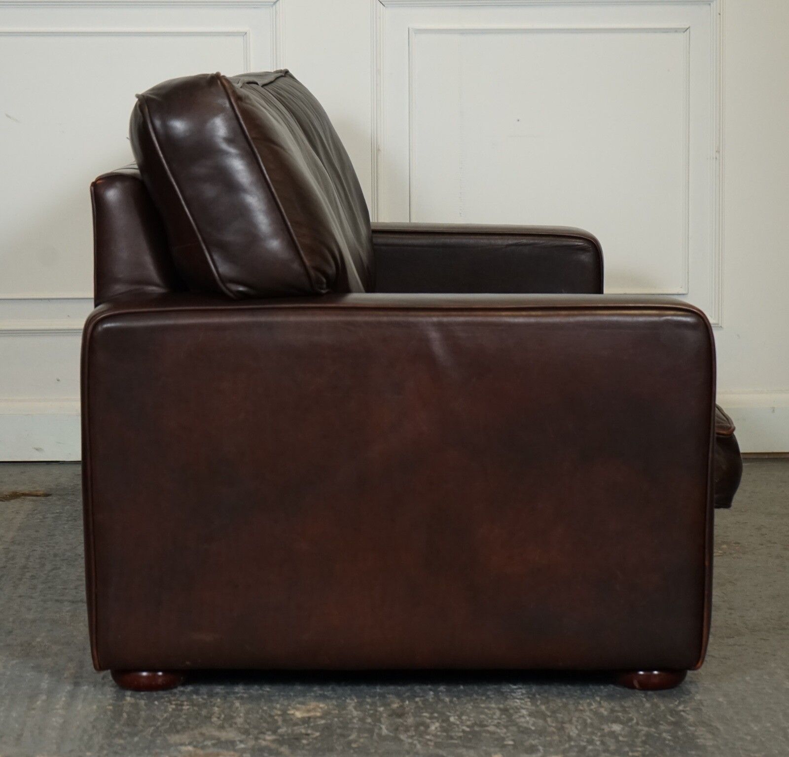 photo buy Vintage Distressed Brown Leather Two To Three Seater Sofa