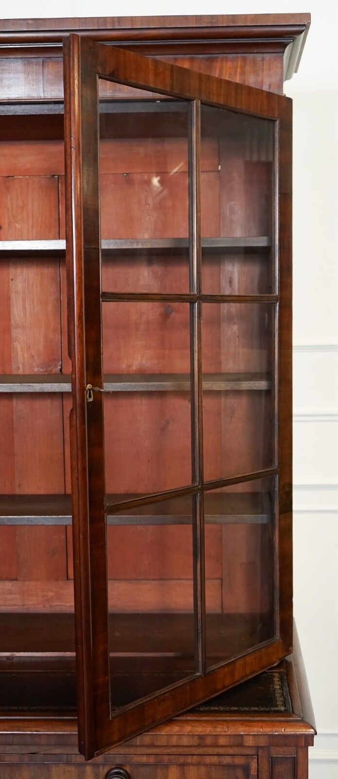 3250.0 Antique Dresser Bookcase Display Cabinet On Chest Of Drawers Black Leather Top photo