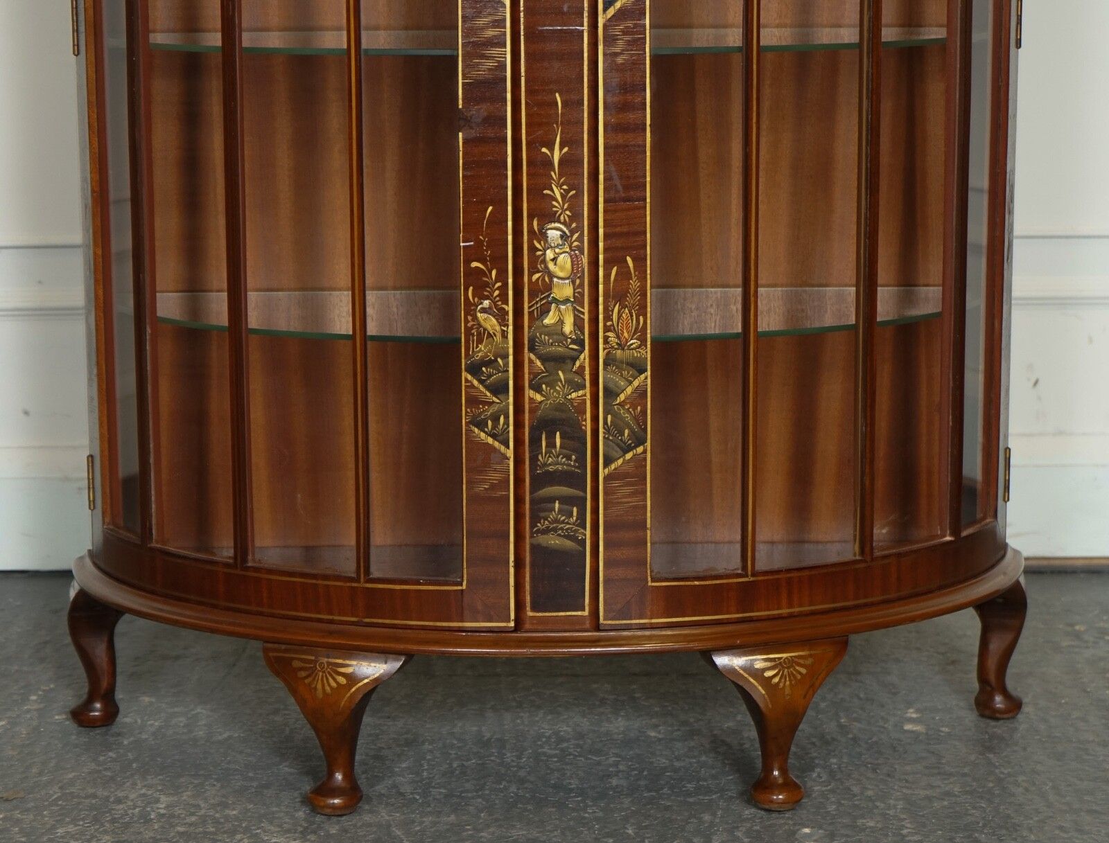 Oriental Chinese Dwarf Bow Front Display Cabinet With Glass Shelves photo buy