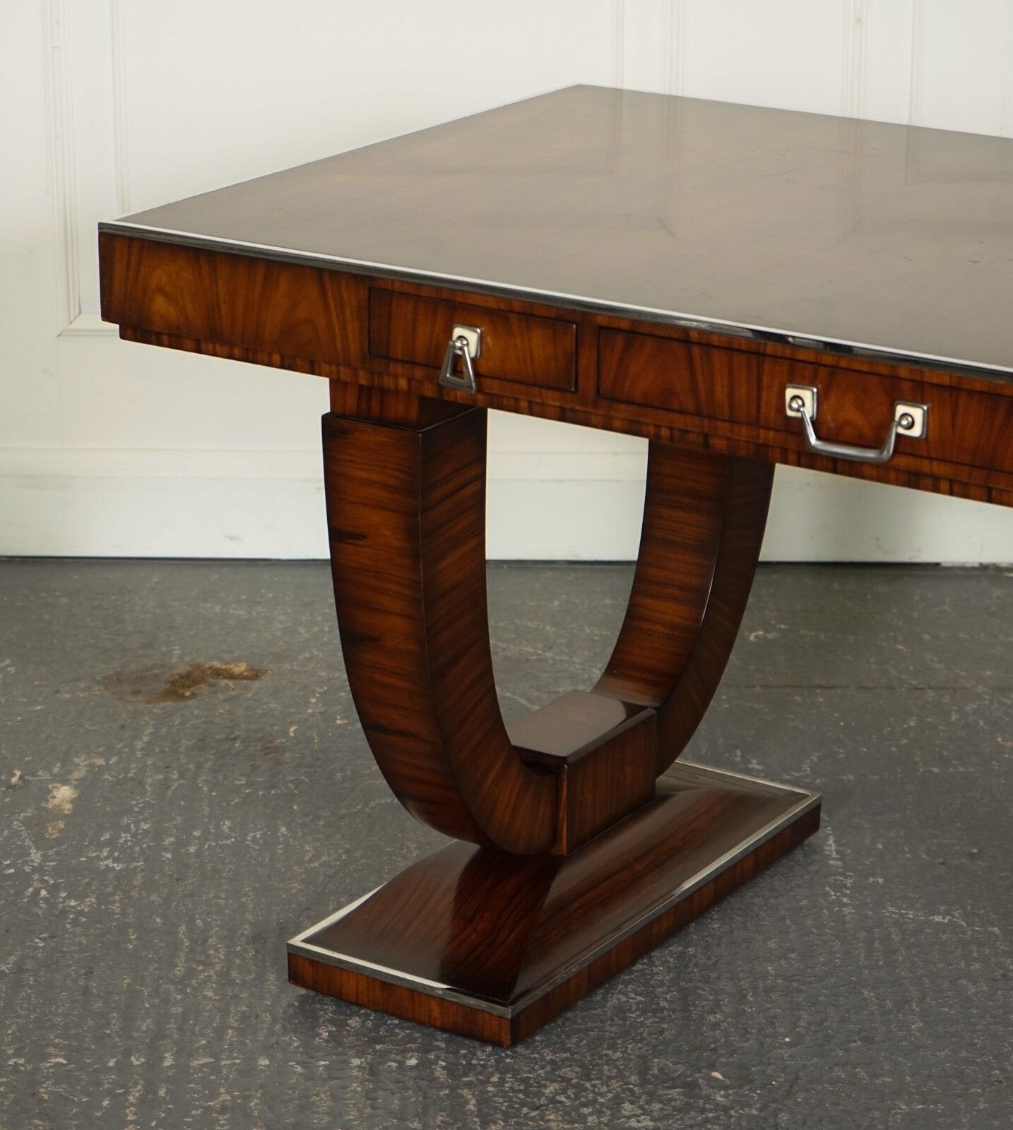 Rare Theodore Alexander Art Deco Style Office Double Sided Drawers Desk photo vinterior