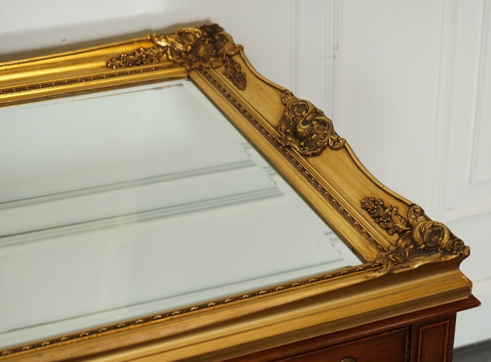 photo buy Large French Classic Golden Ornate Wall Regal Mirror 138 X 77 Cm