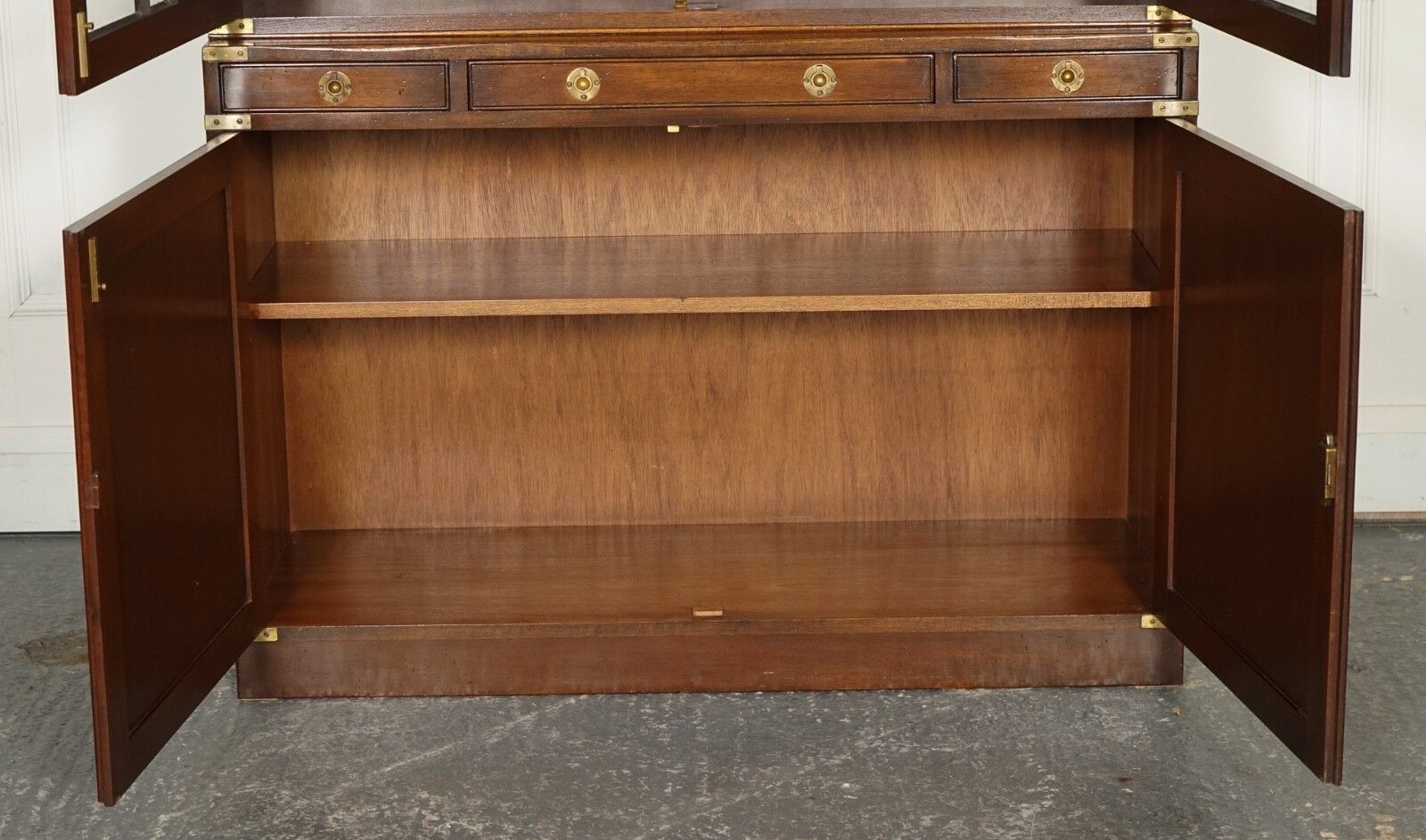 photo vinterior Vintage Bevan Funnell Military Campaign Astral Glazed Library Display Cabinet