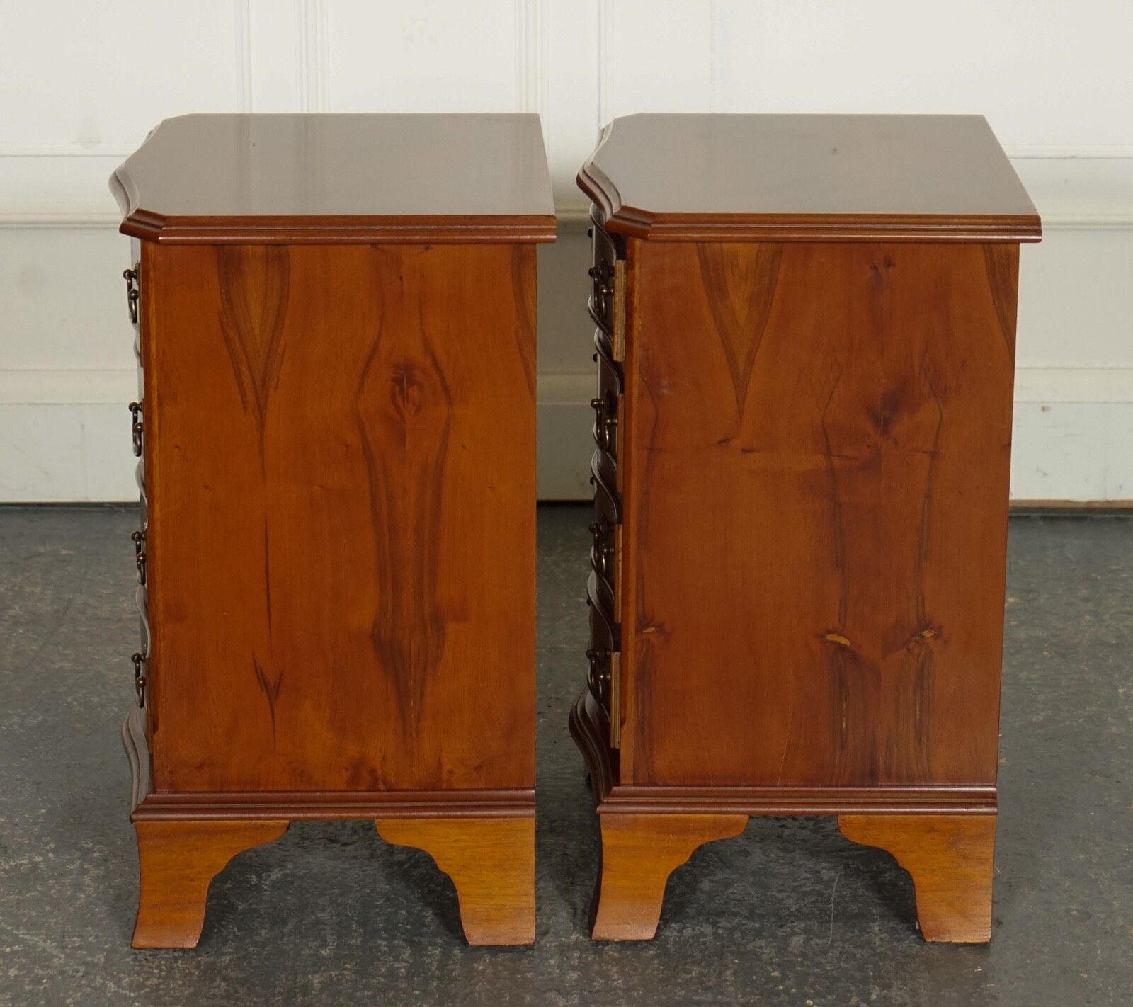 Pair Of Small Georgian Style Bed Side Nightstands Chest Of Drawers photo vinterior