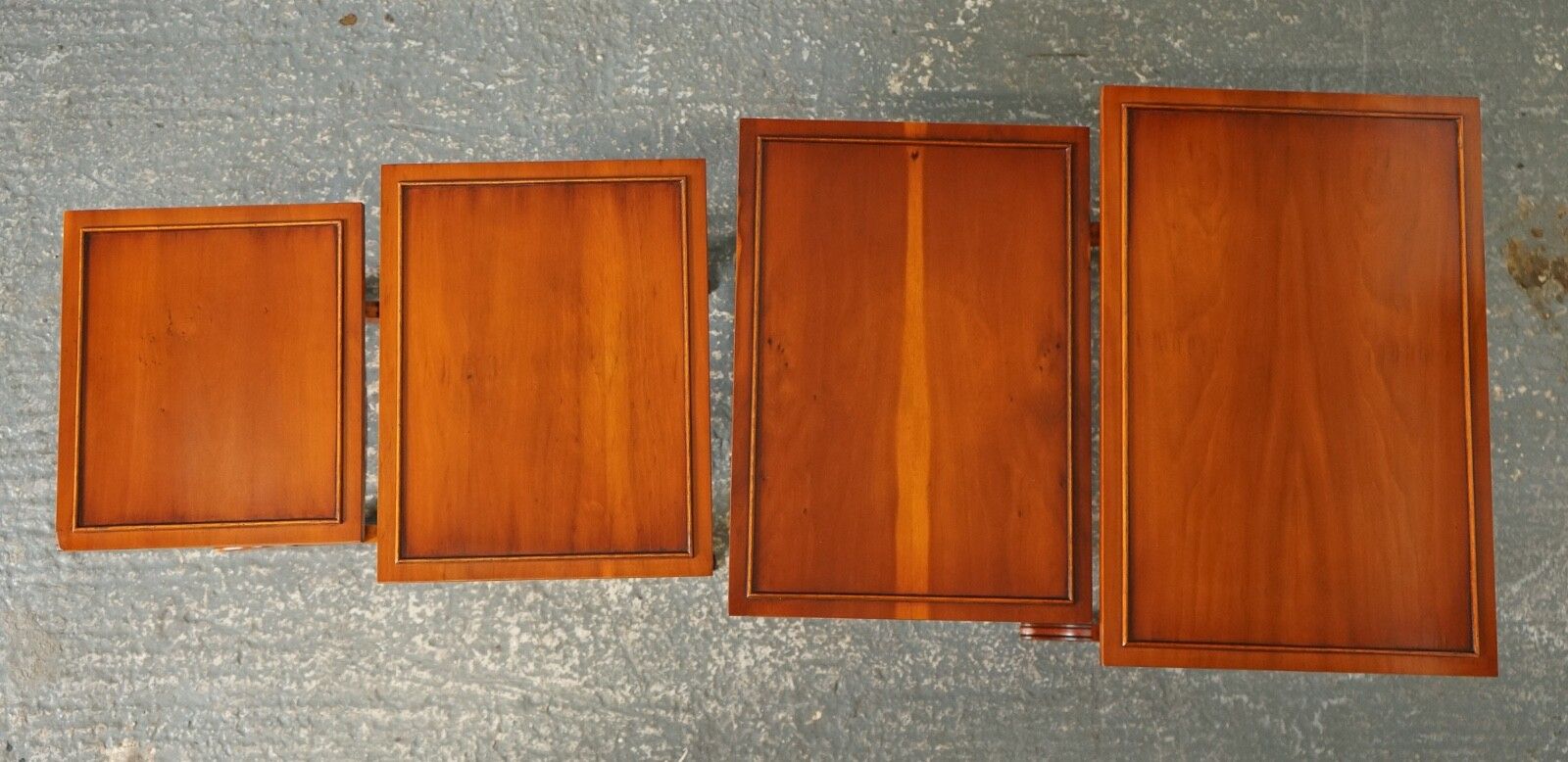 Furniture Bevan Funnell Yew Wood Faux Bamboo Nest Of Four Tables photo
