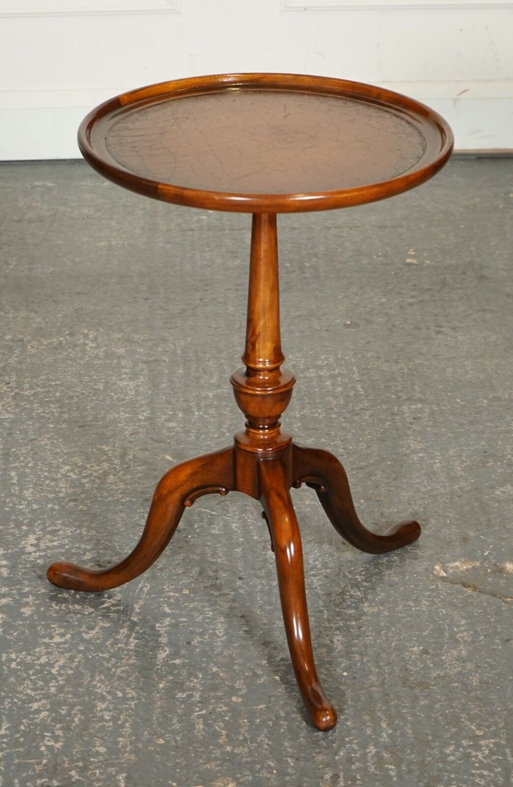 Vintage Theodore Alexander Brown Leather Top Side End Wine Table photo Furniture