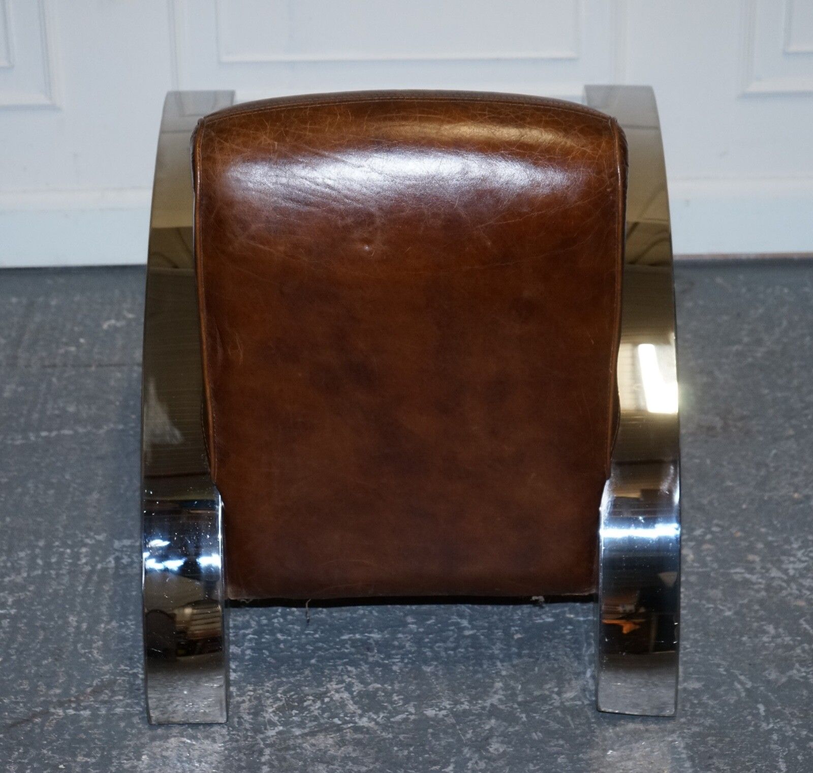 photo furniture Stunning Pair Of French Art Deco Chrome Aviator Heritage Brown Leather Armchairs