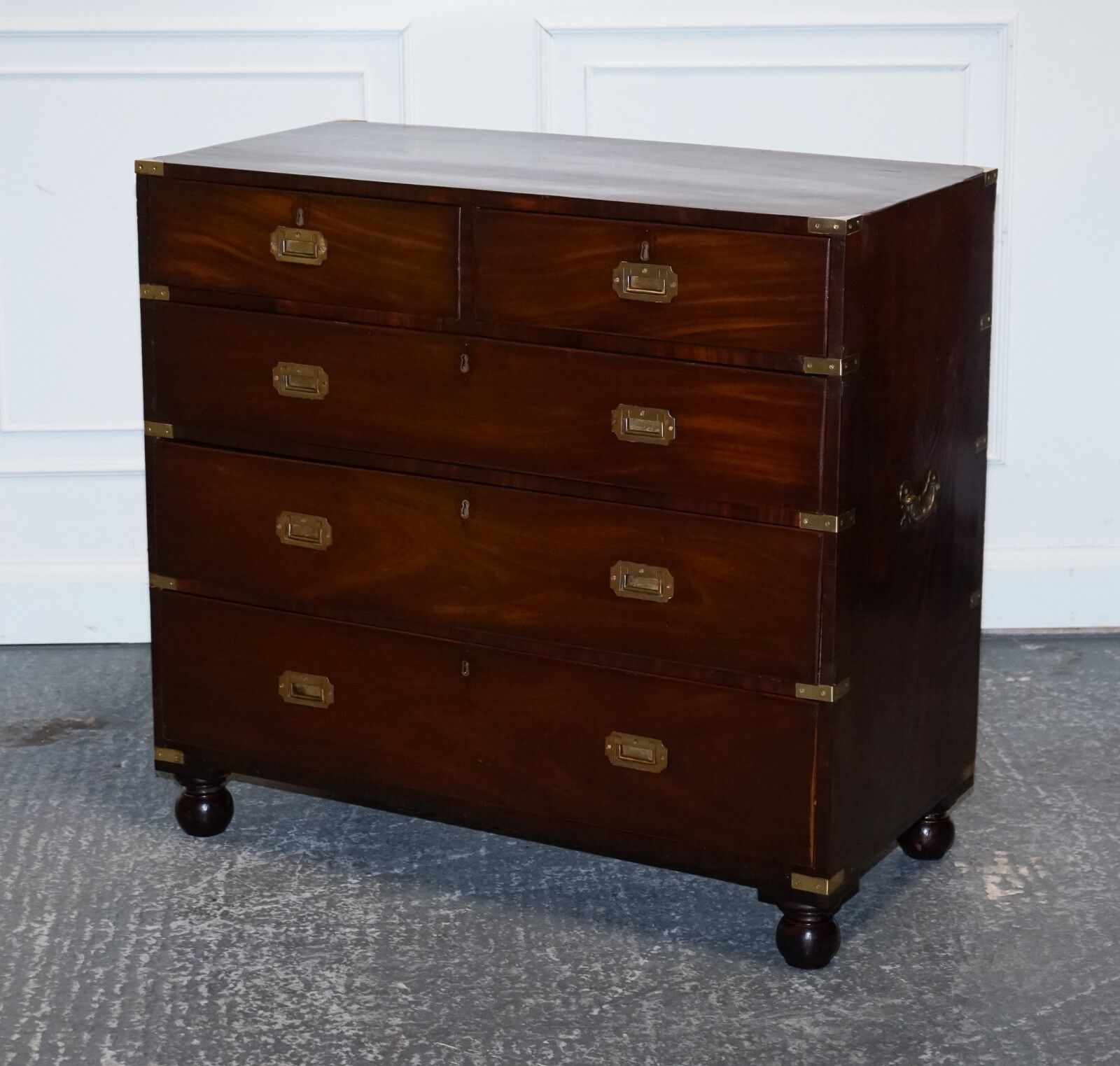 Antique Victorian Military Campaign Chest Of Graduated Drawers photo for sale
