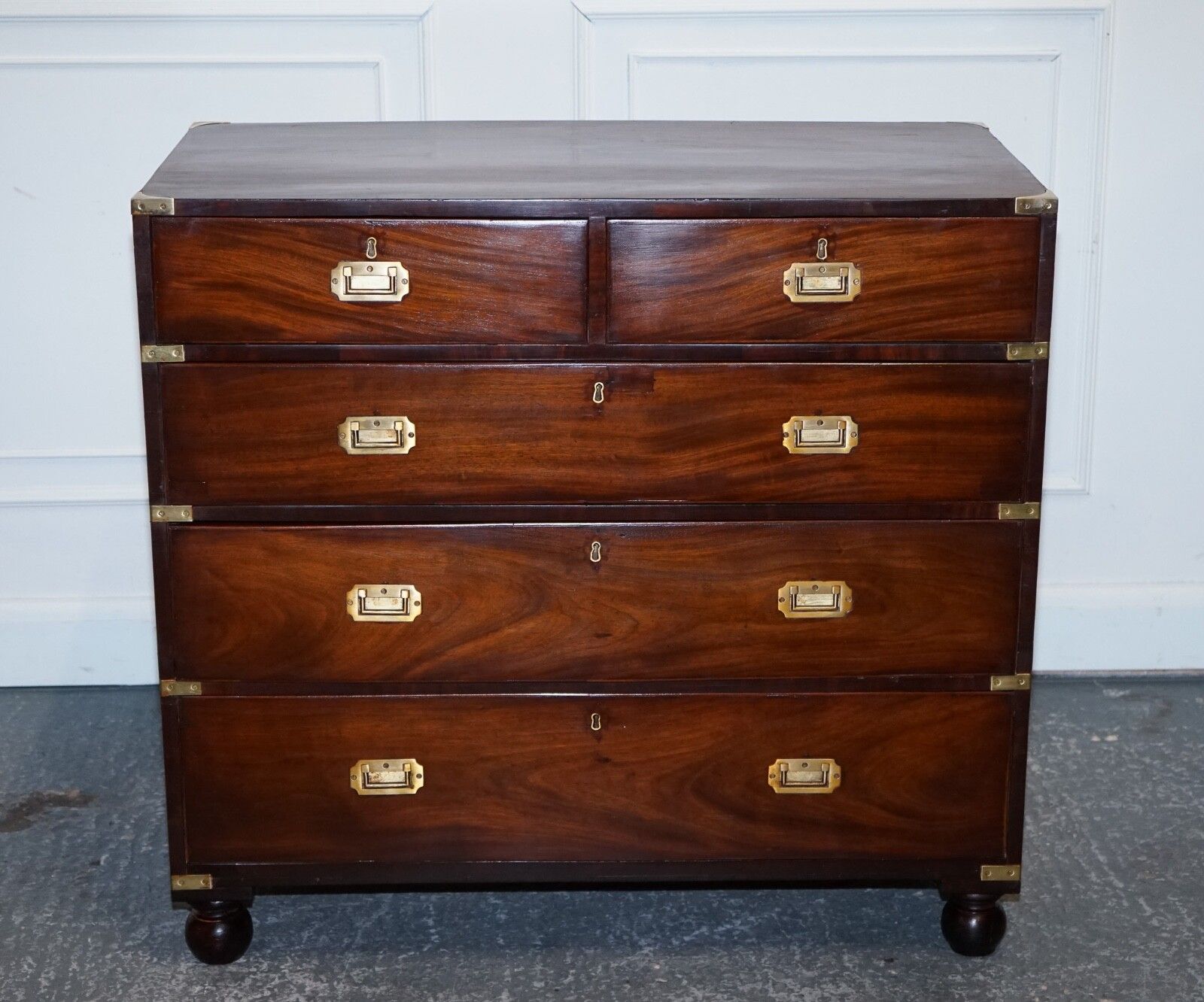Antique Victorian Military Campaign Chest Of Graduated Drawers photo vinterior