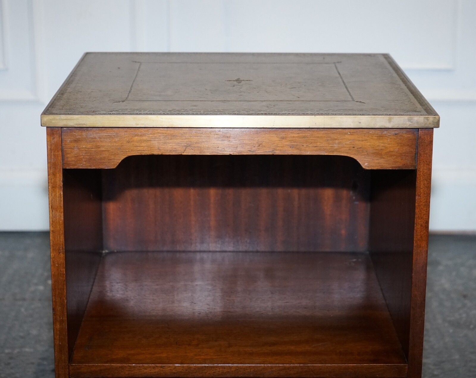 Vintage Bevan Funell Military Campaign Bedside Table Nightstand Leather Top photo vinterior