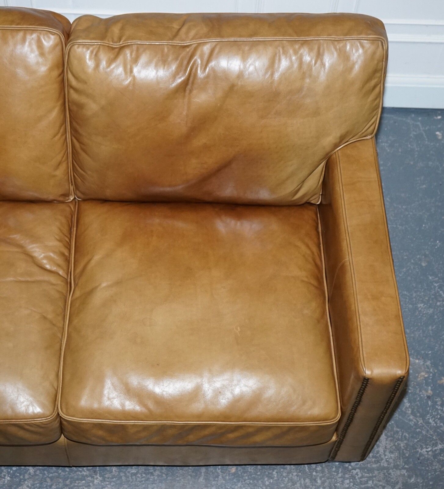 photo for sale Timothy Oulton Halo Two Seater Viscount Tan Leather Sofa (1/2)