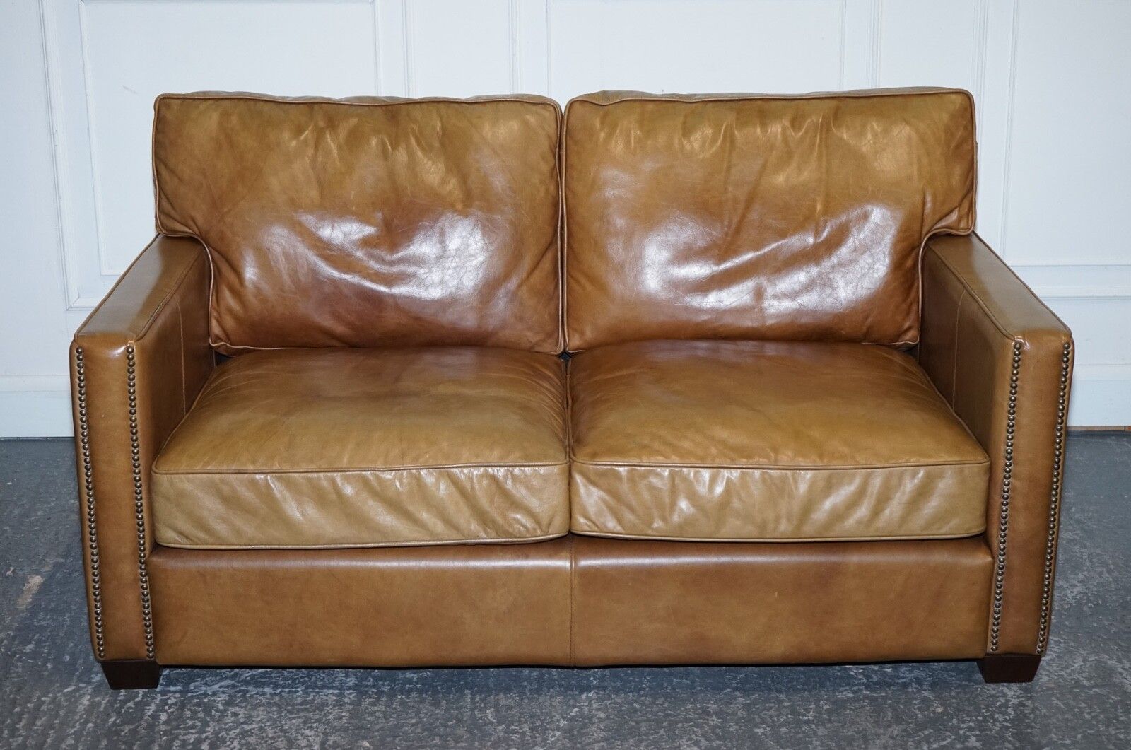 Timothy Oulton Halo Two Seater Viscount Tan Leather Sofa (2/2) photo Furniture