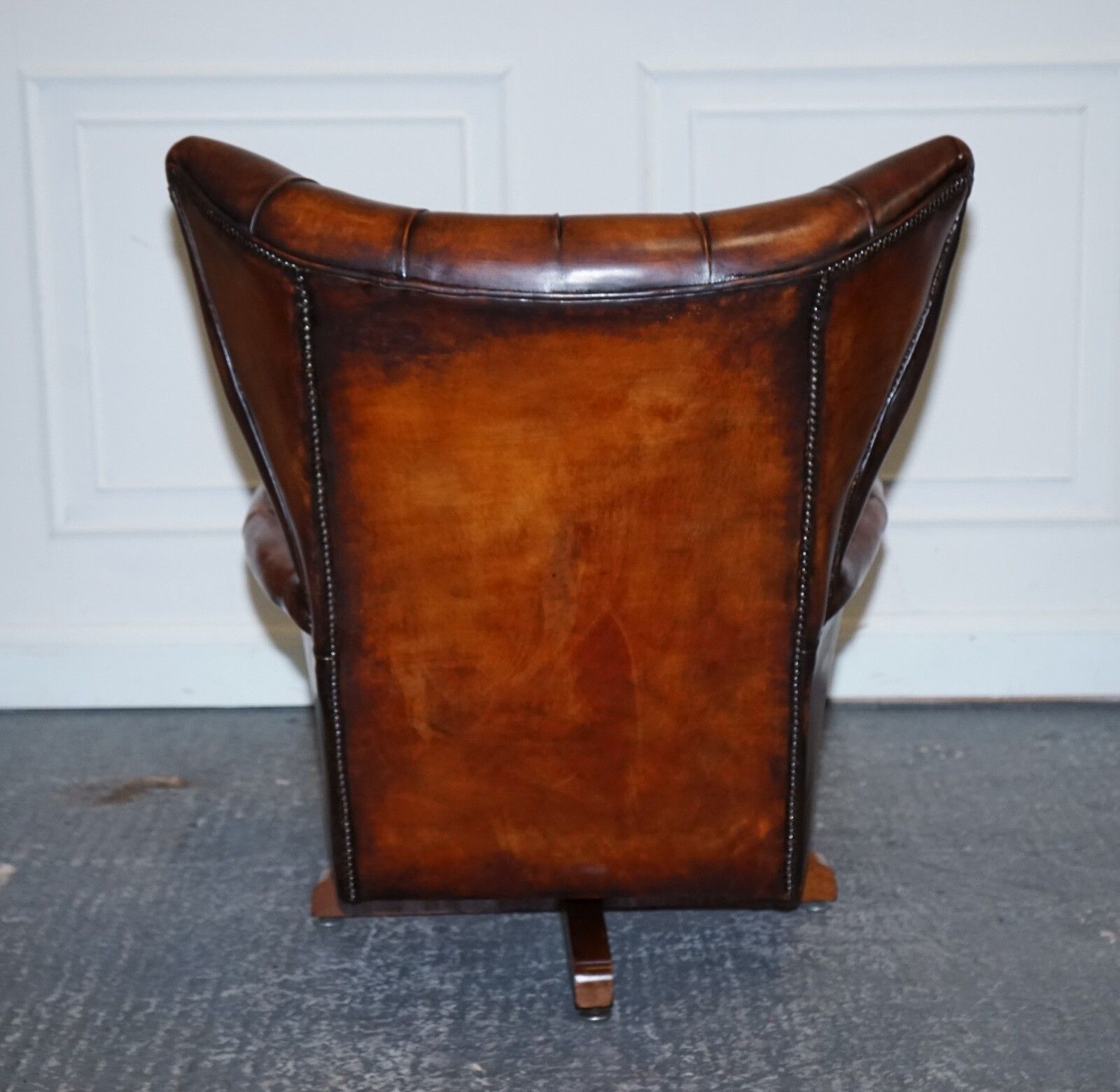 Vintage Fully Restored Hand Dyed Brown Leather Retro Lounge Chair And Footstool photo vinterior