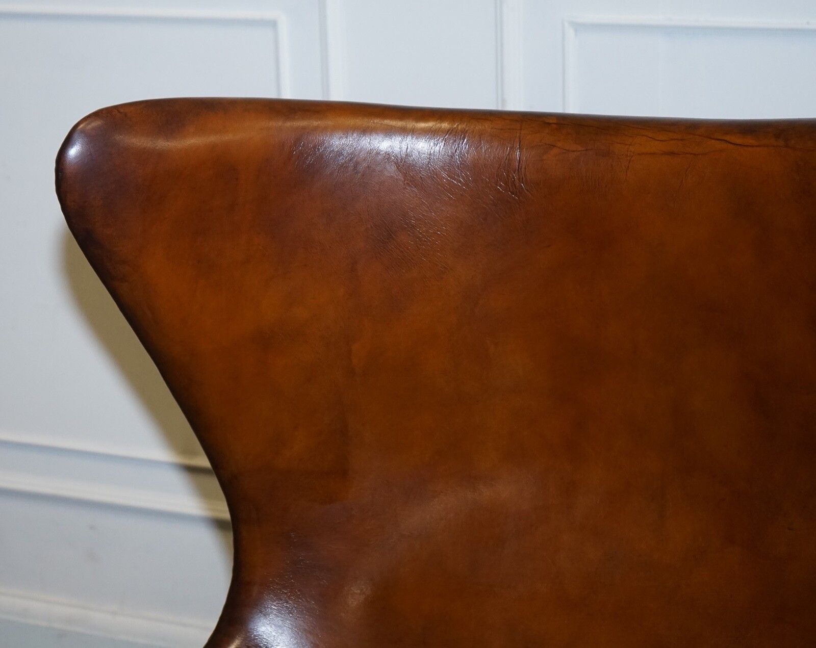 Fritz Hansen Style Vintage Hand Dyed Whiskey Brown Egg Chair photo vintage