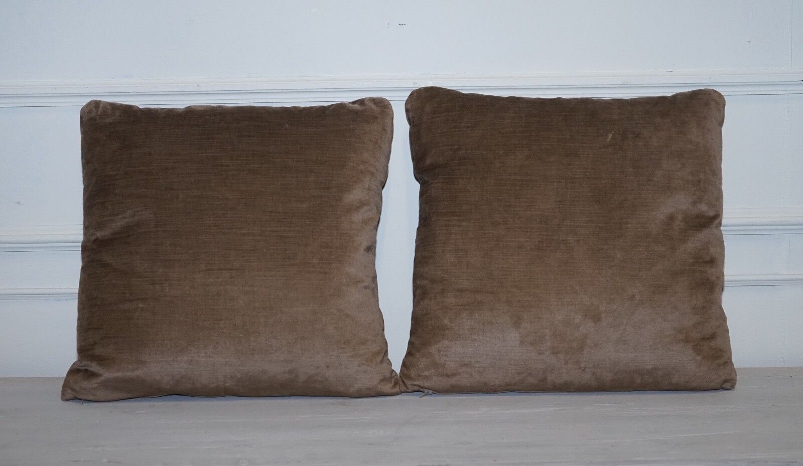 Lovely Vintage Pair Of Brown Feather Filled Scatter Cushions photo for sale