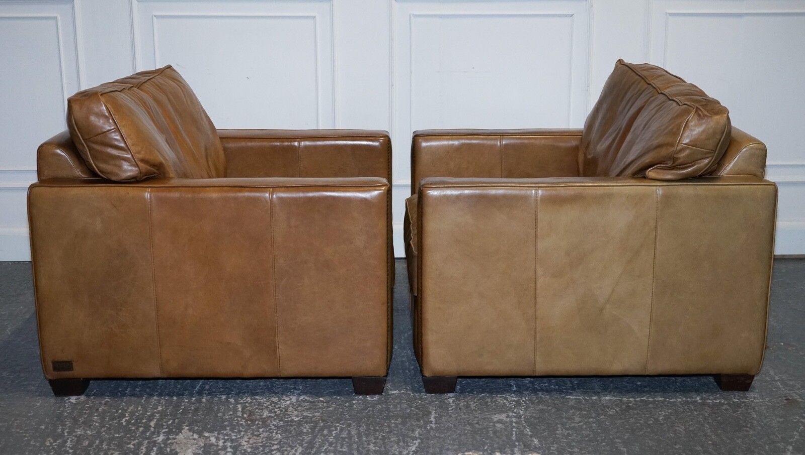 Lovely Timothy Oulton Viscount Pair Of Tan Leather Armchairs Rrp £5,200 photo Furniture