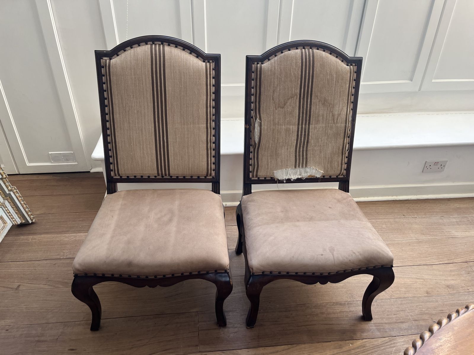 Ralph Lauren Chair Set, Rattan, Suede, Polished Ebony photo furniture