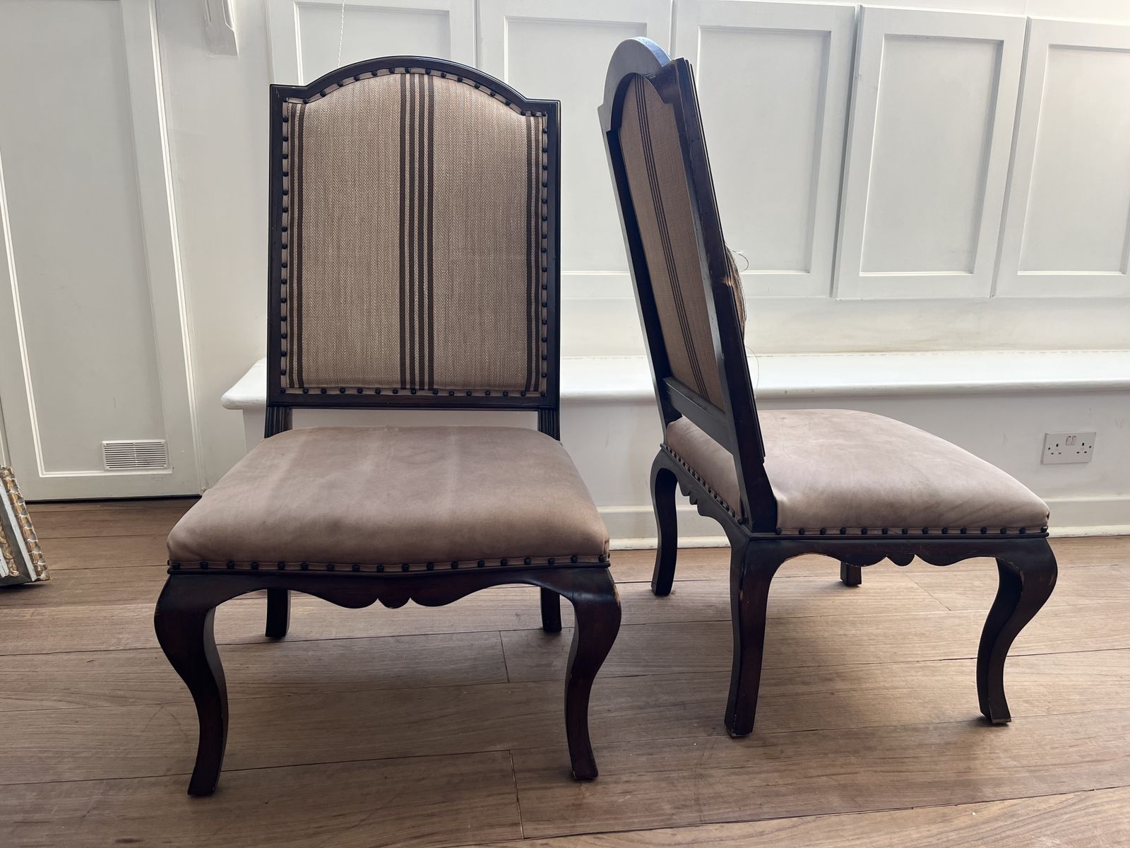 Ralph Lauren Chair Set, Rattan, Suede, Polished Ebony photo vinterior