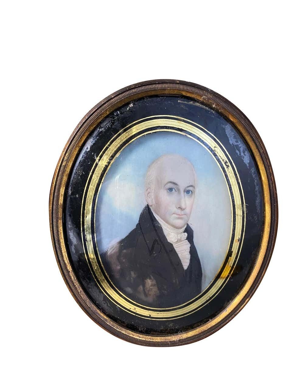 Wooden Framed Painting Of An English Gentleman, 18th Century photo for sale