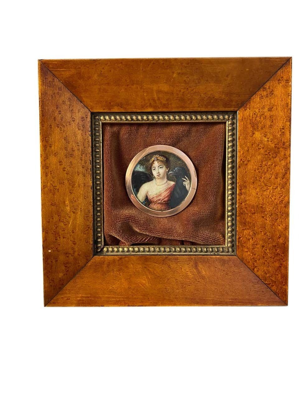 Wooden Framed Picture Of Young Princess And Large Bird Of Prey photo buy