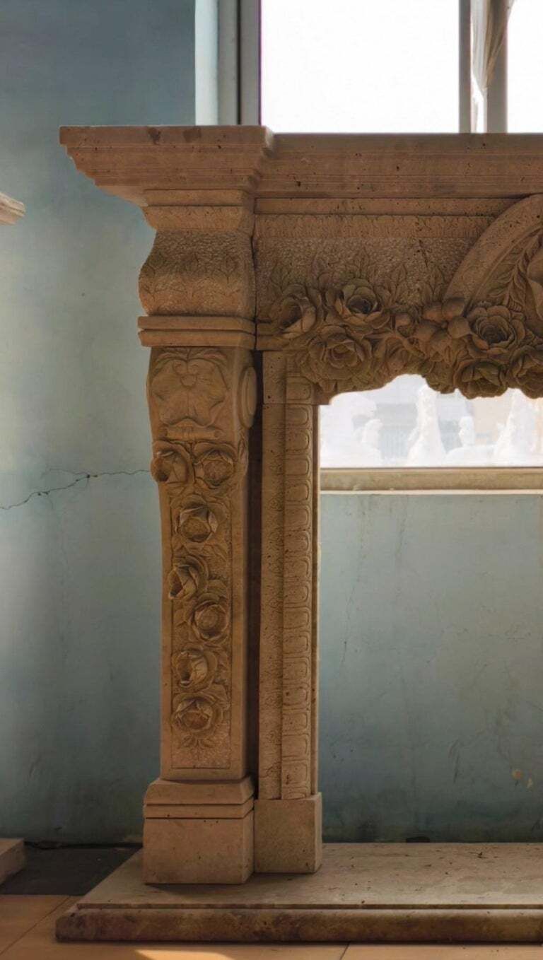 Yellow Travertine Mantle, Late 20th Century photo furniture
