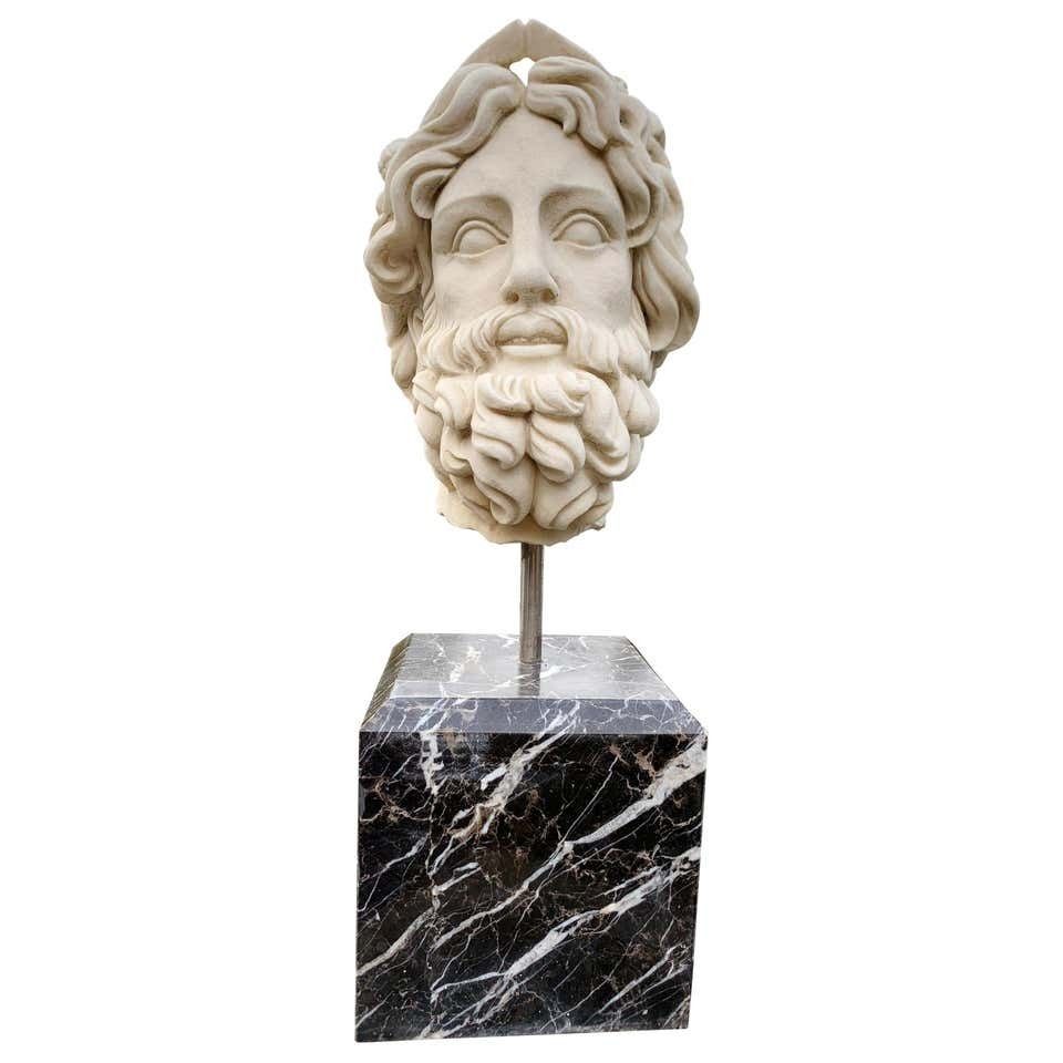 20th Century Marble Bust, Sculpture Of The Roman God Of The Water Neptune