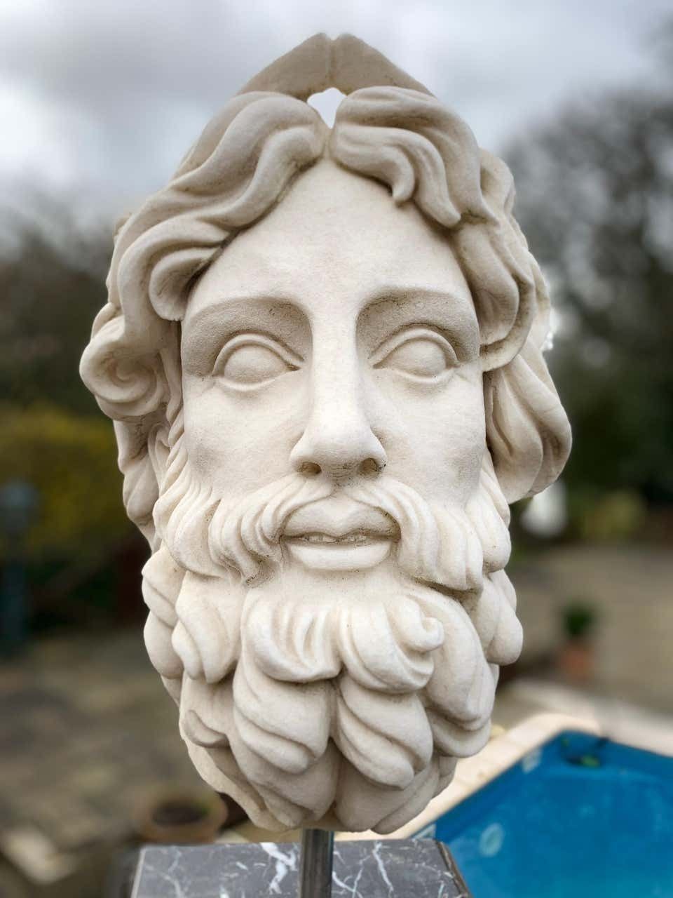 20th Century Marble Bust, Sculpture Of The Roman God Of The Water Neptune photo buy