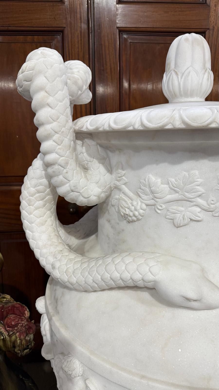 20th Century Greek Style White Carrara Marble Urns, Set Of 2 photo vinterior